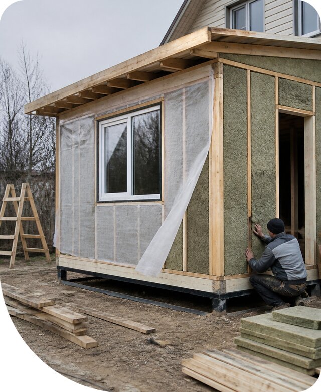 Утепленная пристройка к дому под ключ с монтажом в Балакове